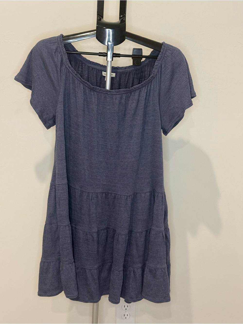 Max Studio Navy Blue Short-Sleeve Waffle Knit Tunic